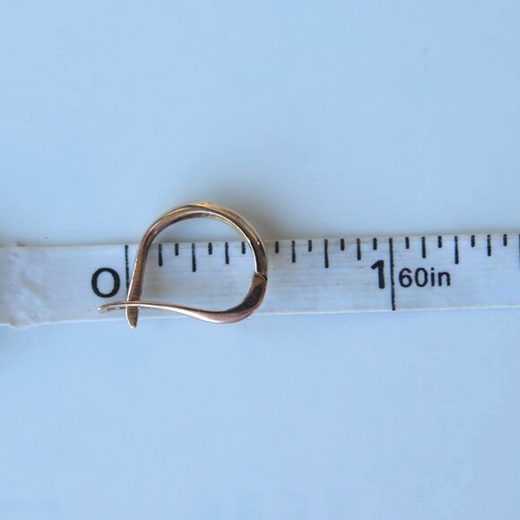 Solid 14K Rose Gold Fianite SINGLE Hoop Earring - Picture 10 of 13